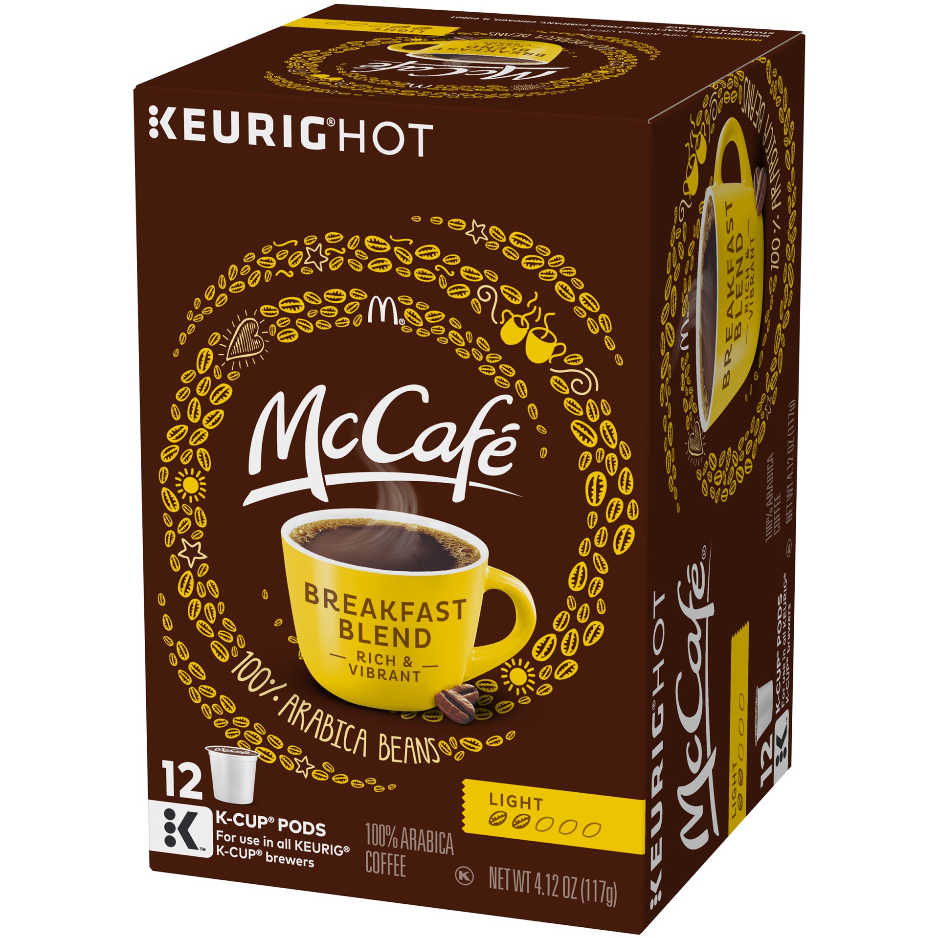 slide 6 of 8, McCafé Breakfast Blend, Single Serve Coffee Keurig K-Cup Pods, Light Roast, 12 Count, 