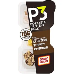 P3 Portable Protein Snack With Dark Chocolate Almond Nut Clusters - Turkey & Cheddar Cheese - 2 Oz