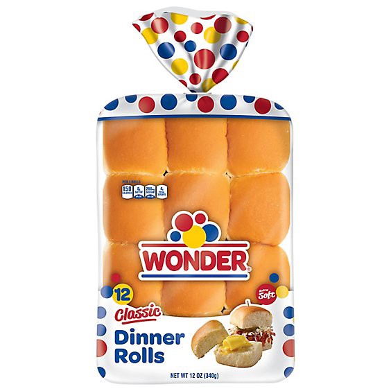 slide 1 of 1, Wonder Bread Soft White Bread Dinner Rolls 12 Count - 12 Oz, 12 oz