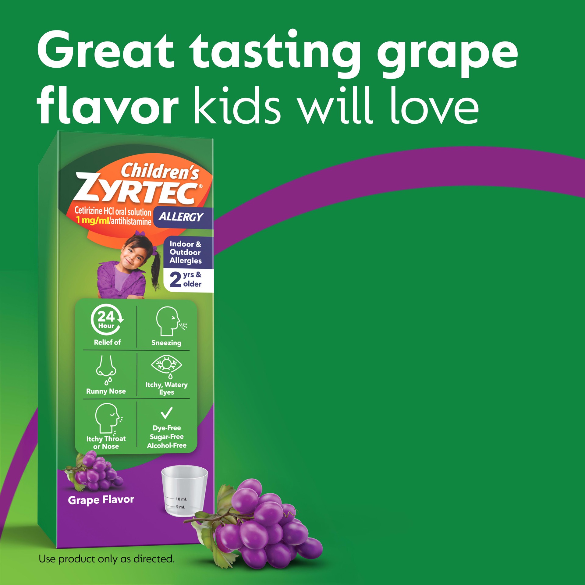 slide 2 of 7, Childrens Zyrtec Grape - 4 Oz, 4 fl oz