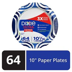 Dixie Ultra Paper Plates Printed 10 1/16 Inch - 64 Count