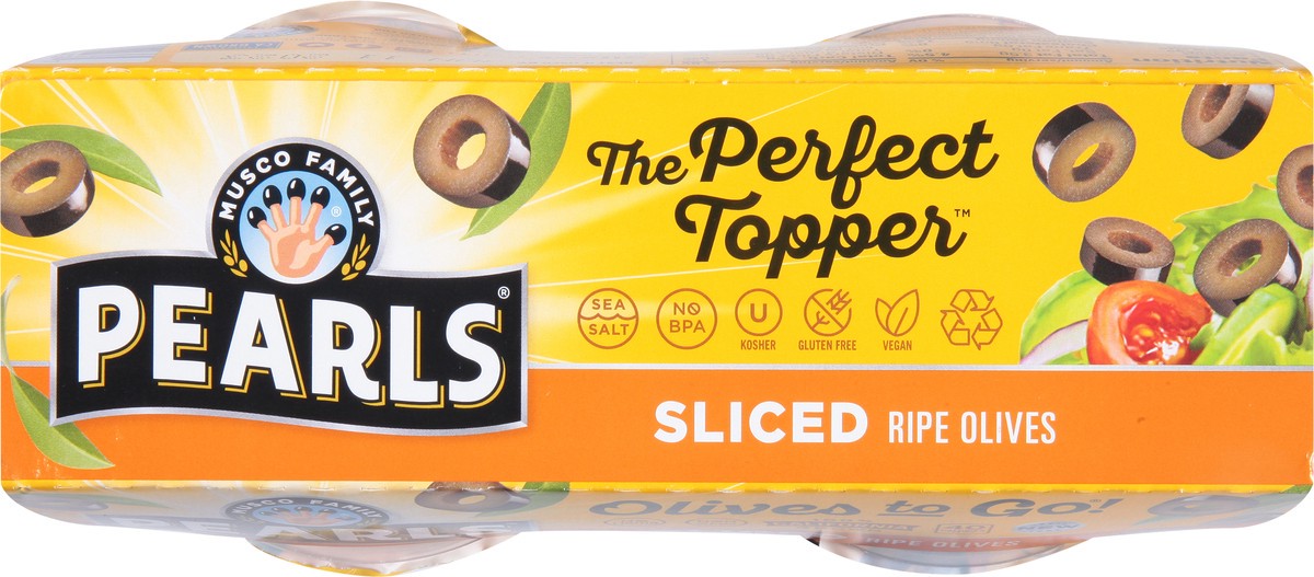 slide 11 of 11, Musco Family Olive Co. Pearls Olives To Go! Sliced California Ripe - 4-1.4 Oz, 4 ct; 1.4 oz