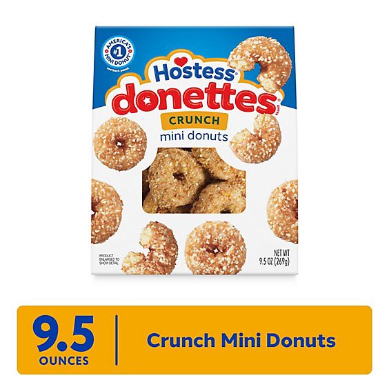 slide 1 of 13, Hostess Donettes Crunch Mini Donuts Bag - 9.5 Oz, 9.5 oz