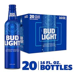 Bud Light American Lager Beer In Bottles - 20 - 16 Fl. Oz.