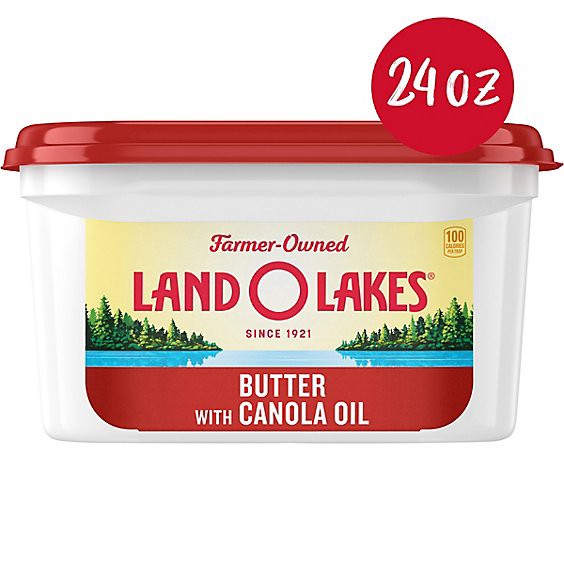 slide 1 of 10, Land O Lakes Butter With Canola Oil Spreadable Tub - 24 Oz, 24 oz