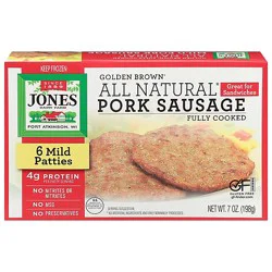 Jones Dairy Farm Patties Sausage Pork Golden Brown Mild Sandwich Size 6 Count - 7 Oz