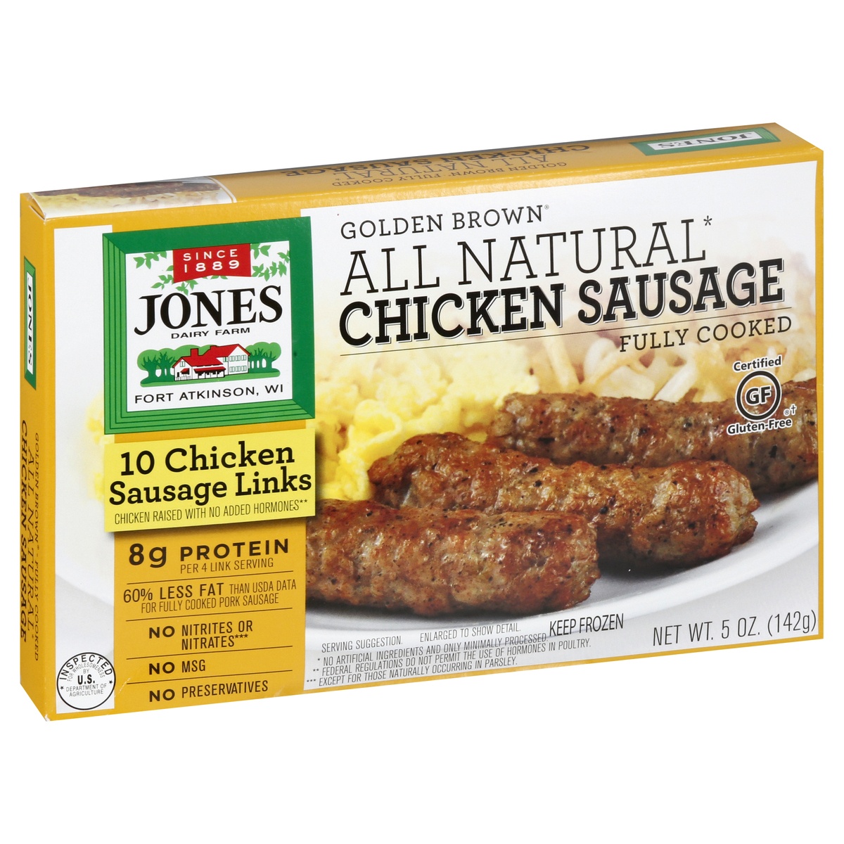 slide 2 of 10, Jones Dairy Farm Golden Brown Chicken Sausage Links 10 ea, 5 oz