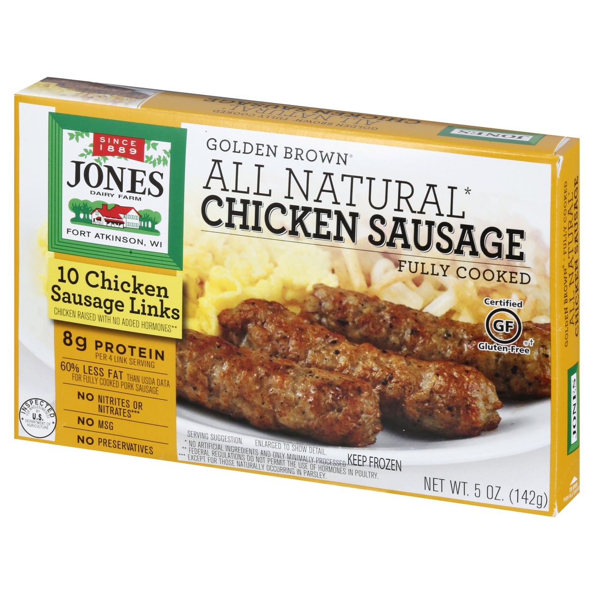 slide 3 of 10, Jones Dairy Farm Golden Brown Chicken Sausage Links 10 ea, 5 oz