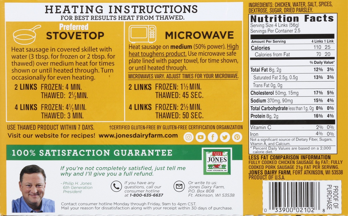 slide 10 of 10, Jones Dairy Farm Golden Brown Chicken Sausage Links 10 ea, 5 oz