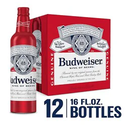 Budweiser American Lager Beer In Aluminum Bottles - 12 - 16 Fl. Oz.