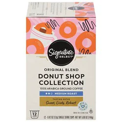 Signature Select Donut Shop Collection Coffee Arabica Single Serve Cups Medium Roast - 12 Count