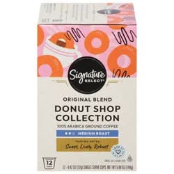Signature Select Donut Shop Collection Coffee Arabica Single Serve Cups Medium Roast - 12 Count