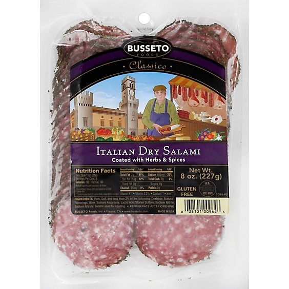 slide 1 of 1, Busseto Sliced Herb Coated Salami - 8 Oz, 8 oz