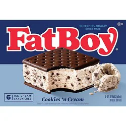 Fatboy Cookies And Cream Ice Cream Sandwich - 6 Count