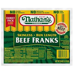 Nathan's Famous Skinless All Beef Bun Length Hot Dogs 14 Count - 1.75 Lb