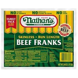 Nathan's Famous Skinless All Beef Bun Length Hot Dogs 14 Count - 1.75 Lb