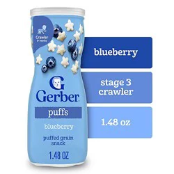 Gerber Grain & Grow Puffs Blueberry Snacks For Baby In Canister - 1.48 Oz