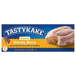 Tastykake Glazed Honey Buns Individually Wrapped Pastry Snacks- 6 Count
