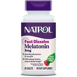Natrol Sleep Support Strawberry Melatonin Fast Dissolve Tablets Extra Strength 5mg - 90 Count