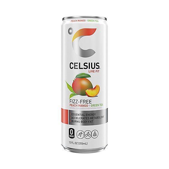 slide 1 of 6, Celsius Calorie Reducing Drink Green Tea Peach Mango - 12 Oz, 12 fl oz