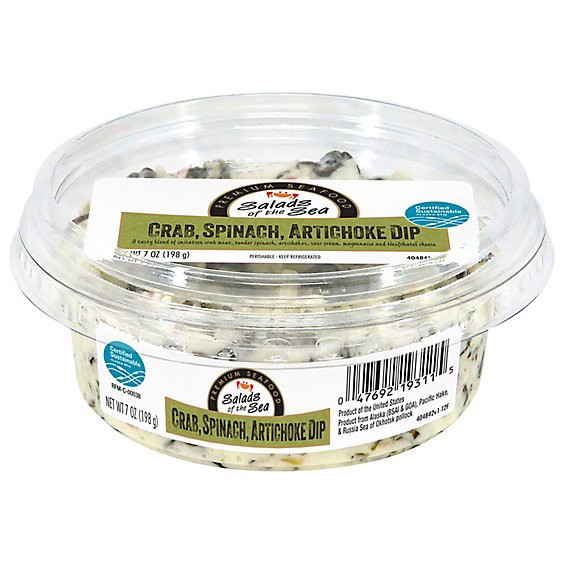 slide 1 of 1, Salads Of The Sea Crab And Spinach Artichoke Dip - 7 Oz, 7 oz