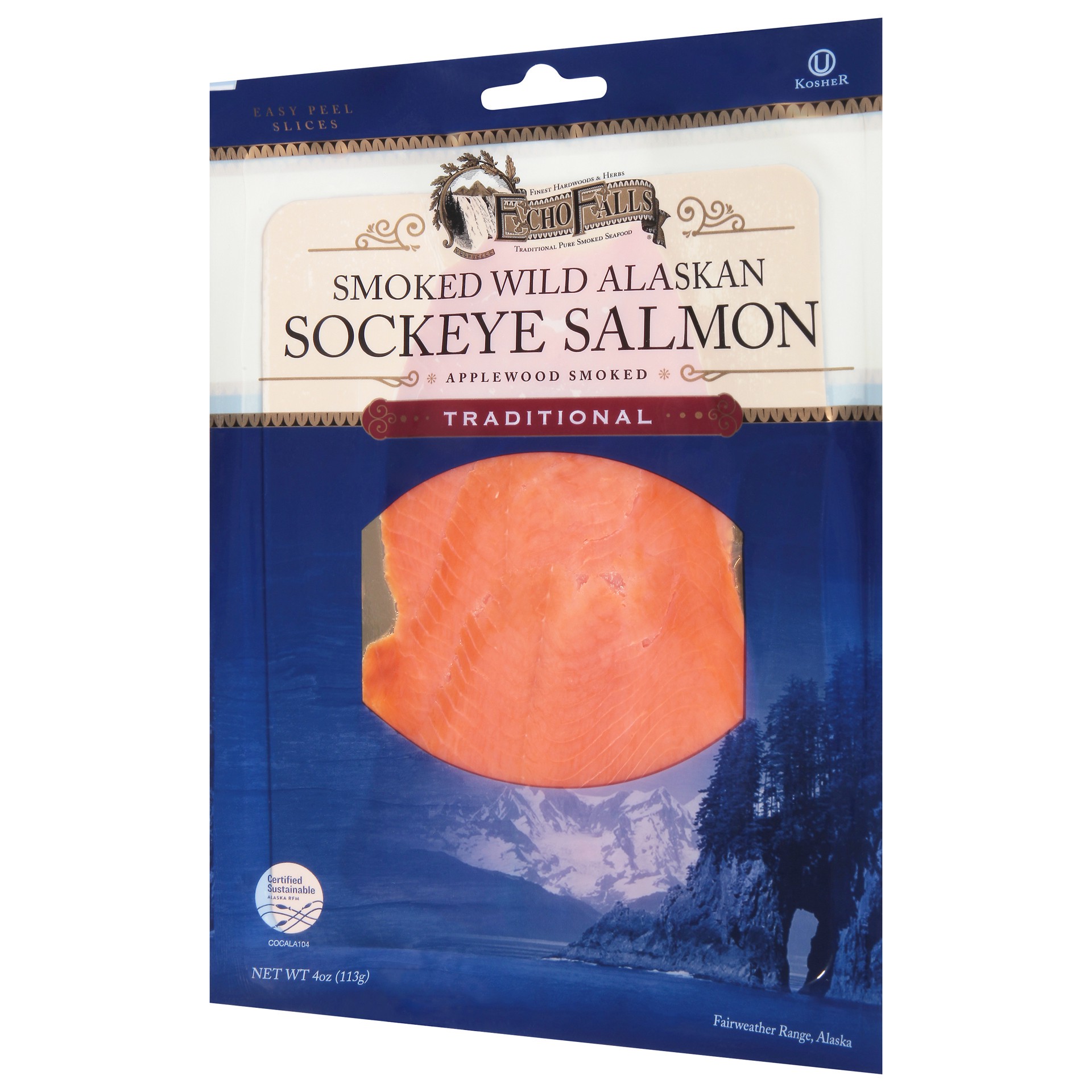 slide 11 of 12, Echo Falls Salmon Sockeye Smoked Wild Alaskan - 4 Oz, 4 oz
