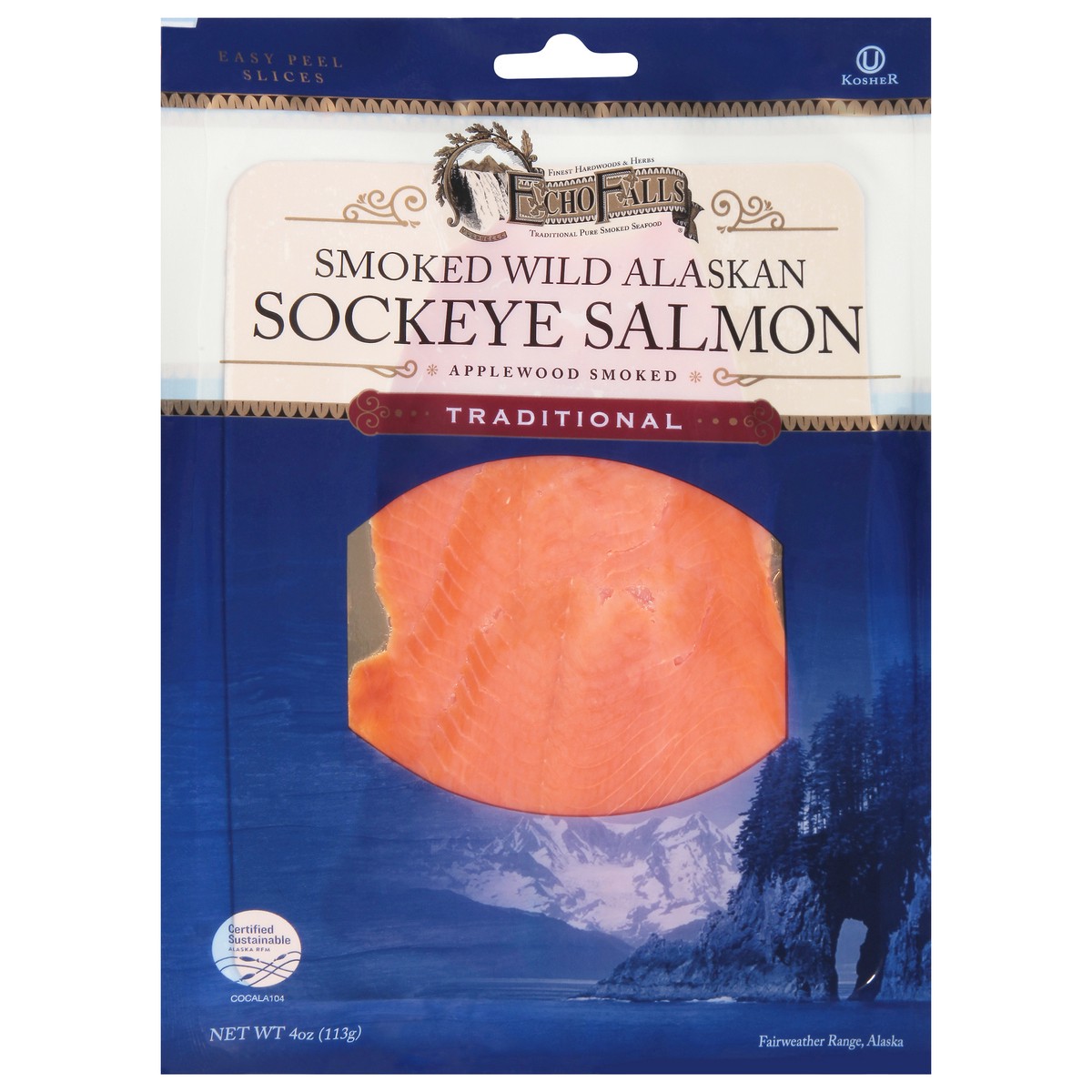 slide 12 of 12, Echo Falls Salmon Sockeye Smoked Wild Alaskan - 4 Oz, 4 oz