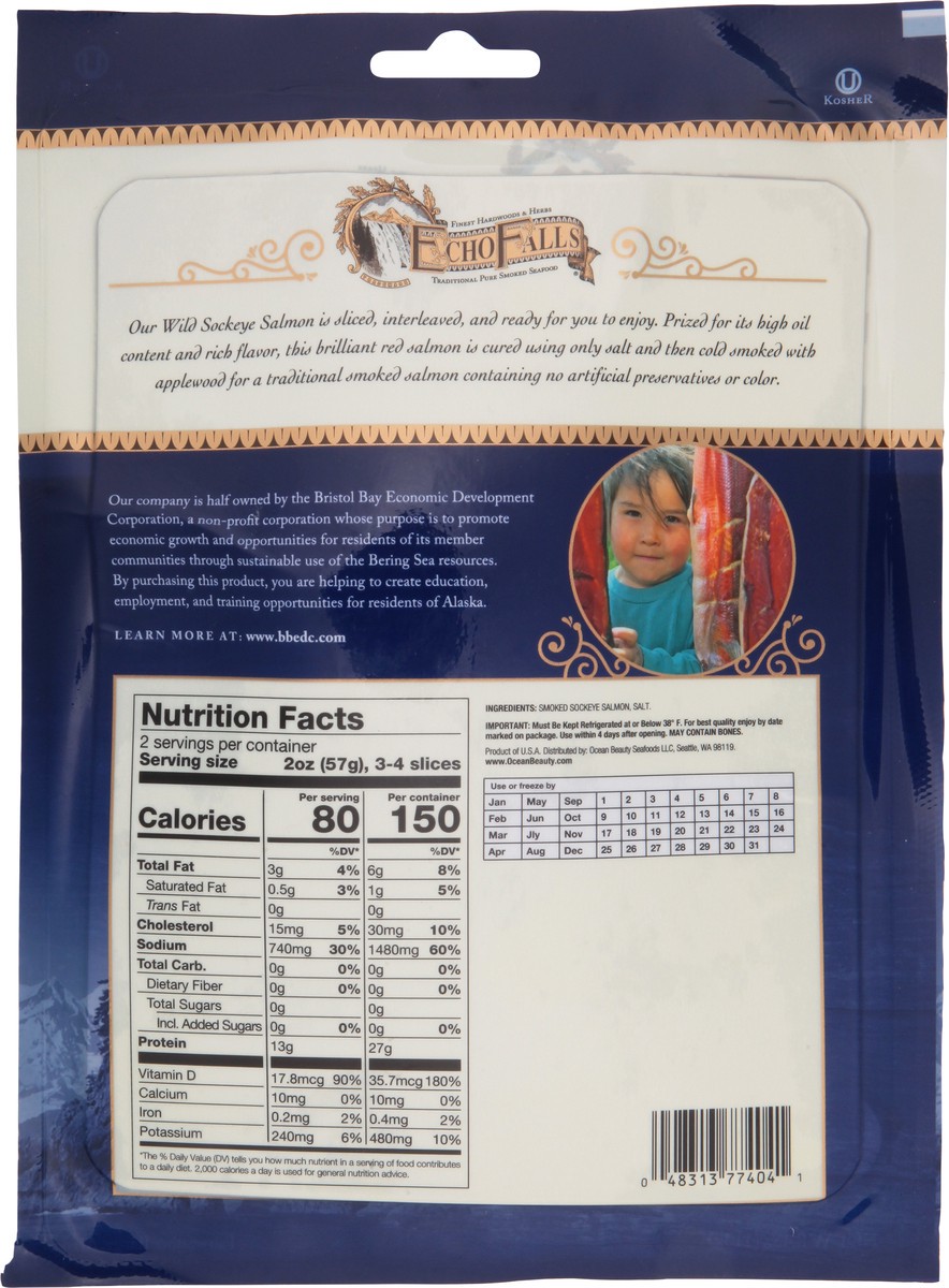 slide 2 of 12, Echo Falls Salmon Sockeye Smoked Wild Alaskan - 4 Oz, 4 oz