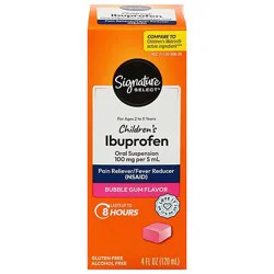 Signature Select/care Ibuprofen Childrens 100mg Per 5ml Bubble Gum Oral Suspension - 4 Fl. Oz.