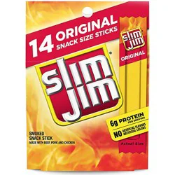 Slim Jim Original Flavor Snack Size Smoked Meat Sticks - 14-0.28 Oz