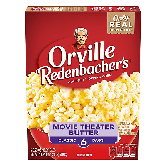 slide 1 of 1, Orville Redenbacher's Movie Theater Butter Microwave Popcorn - 6-3.29 Oz, 6 ct; 3.29o