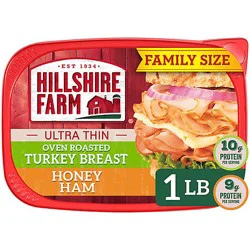 Hillshire Farm Ultra Thin Sliced Lunchmeat Oven Roasted Turkey Breast & Honey Ham - 16 Oz