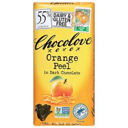 Chocolove Chocolate Bar Dark Chocolate Orange Peel - 3.2 Oz