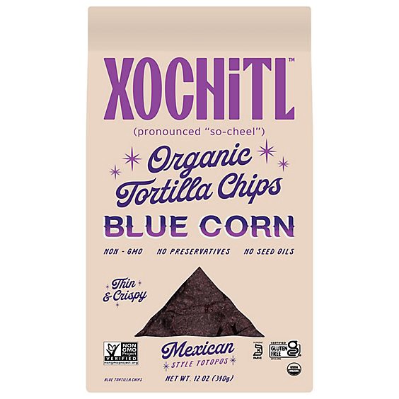 slide 1 of 1, Xochitl Corn Chips Organic Mexican Style Blue Sea Salt - 12 Oz, 12 oz