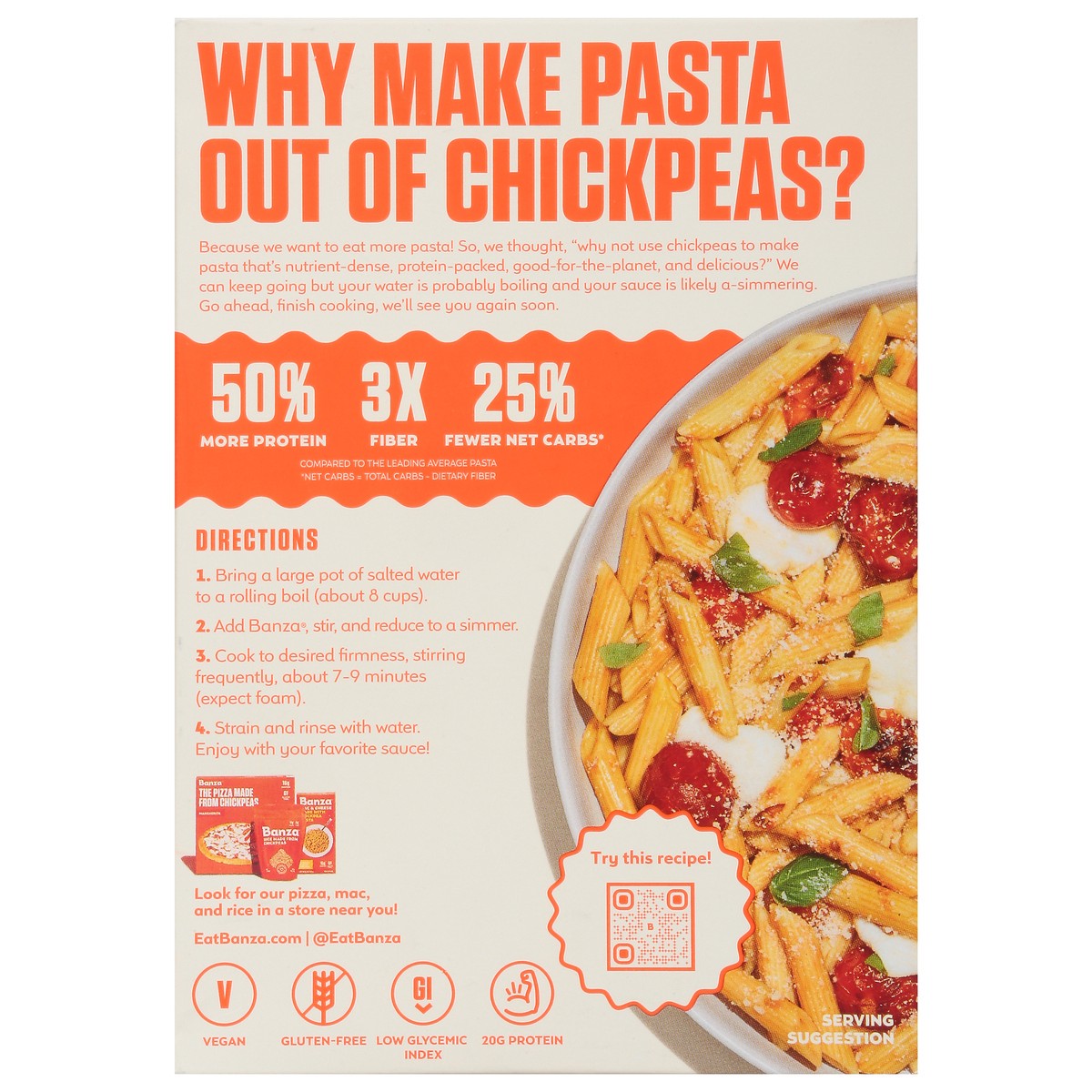 slide 6 of 12, Banza Pasta Chickpea Penne - 8 Oz, 8 oz