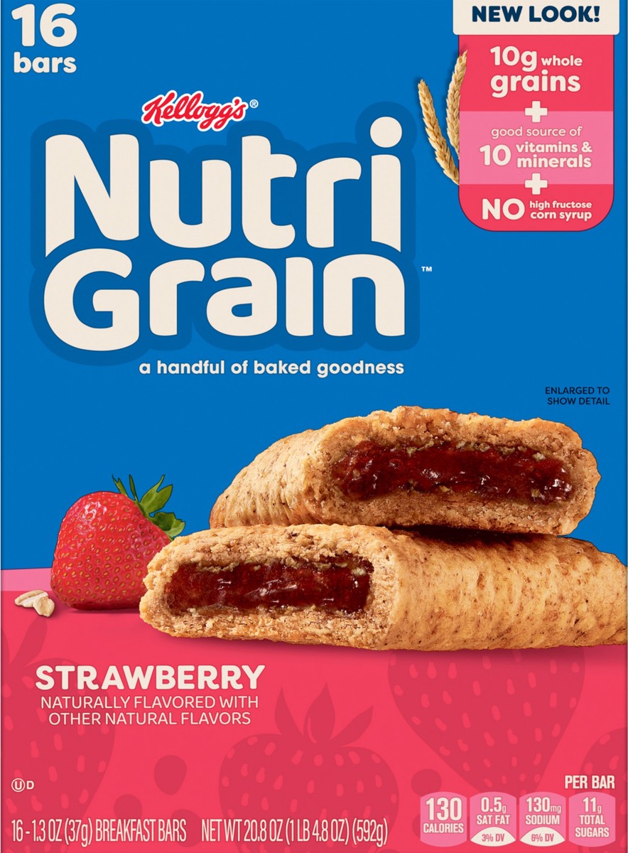 slide 15 of 15, Nutri-Grain Soft Baked Breakfast Bars Strawberry Kids Snacks 16 Count - 20.8 Oz, 16 ct