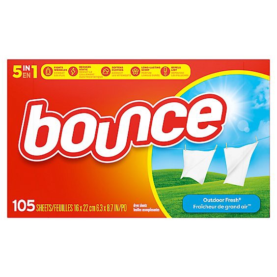 slide 1 of 1, Bounce Outdoor Fresh Dryer Sheets - 105 Count, 105 ct