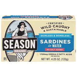 Season Sardines Skinless & Boneless In Water - 4.25 Oz