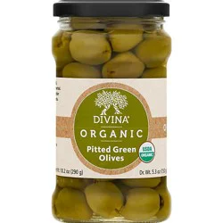 Divina Olives Organic Green Pitted - 6 Oz