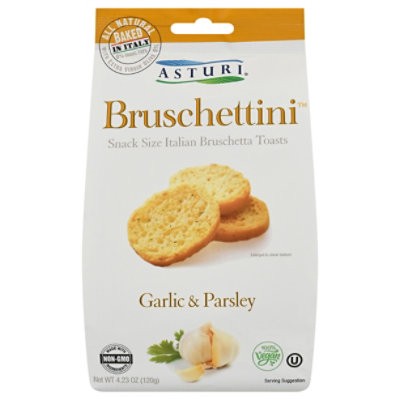 slide 1 of 1, Asturi Bruschettini Garlic & Parsley - 4.23 Oz, 4.23 oz