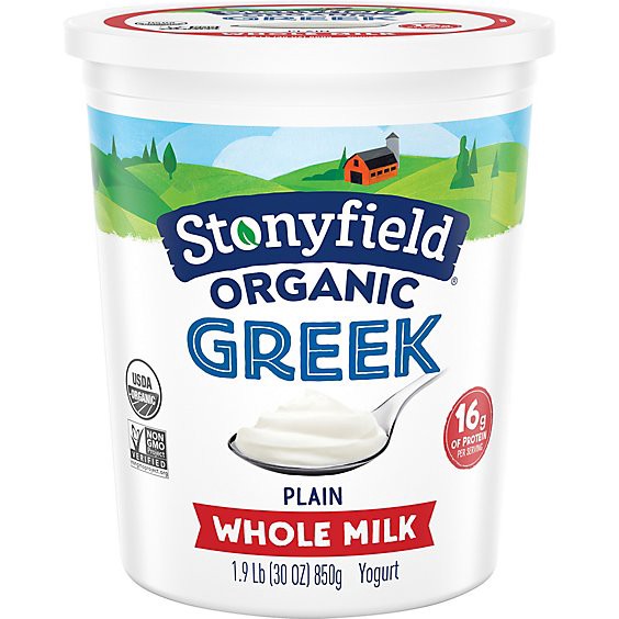 slide 1 of 1, Stonyfield Organic Greek Whole Milk Yogurt Plain - 30 Oz, 30 oz
