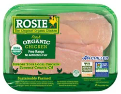 Rosie Thin Sliced Boneless Skinless Organic Chicken Breast - 1.25 Lb