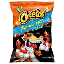 Cheetos Snacks Cheese Flavored Puffs Flamin Hot - 8 Oz