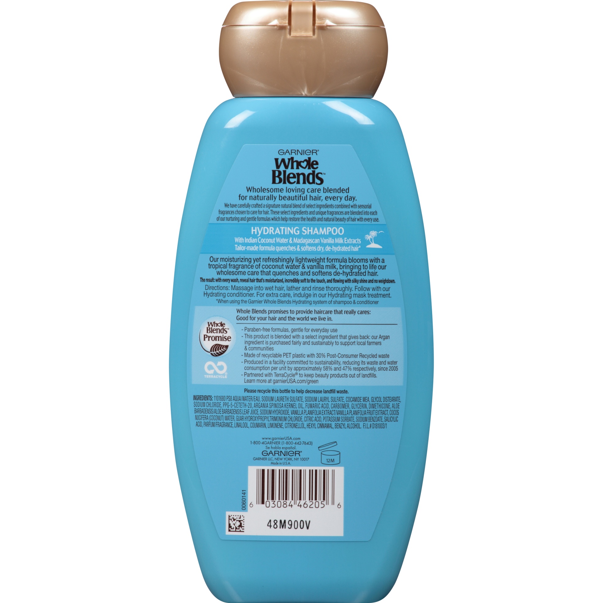 slide 4 of 5, Garnier Whole Blends Coconut Water & Vanilla Milk Extracts Hydrating Shampoo, 12.5 fl oz