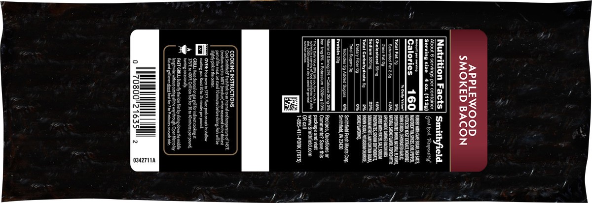 slide 2 of 9, Smithfield Applewood Smoked Bacon Pork Loin Fillet - 27.2 Oz, 23 oz