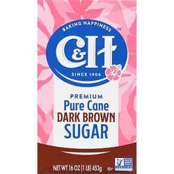 C&h Premium Pure Cane Dark Brown Sugar - 1 Lb