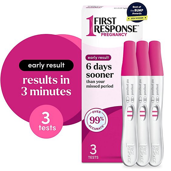 slide 1 of 3, First Response Early Result Pregnancy Test Pack - 3 Count, 3 ct