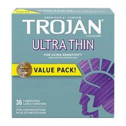 Trojan Ultra Thin Condoms For Ultra Sensitivity Pack - 36 Count