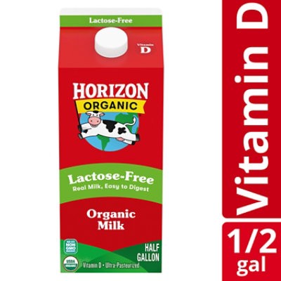 slide 1 of 8, Horizon Organic Whole Lactose Free Milk Carton - 0.5 Gallon, 1 ct