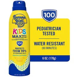 Banana Boat Kids Max Protect & Play Broad Spectrum Spf 100 Clear Sunscreen Spray - 6 Oz